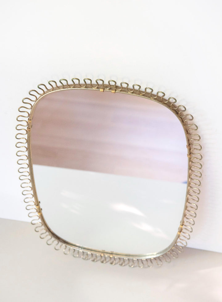 Vintage Josef Frank Brass Loop Mirror - Swedish Mid Century Wall Mirror
