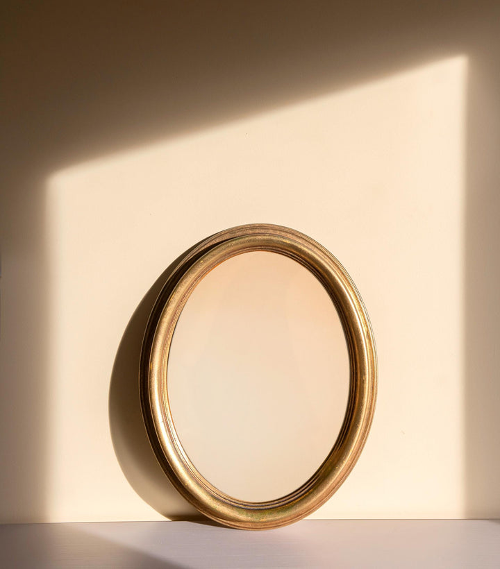Decorative Oval Mirror with Aged Gold Finish