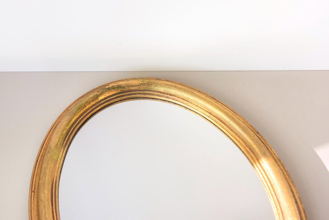 Decorative Oval Mirror with Aged Gold Finish