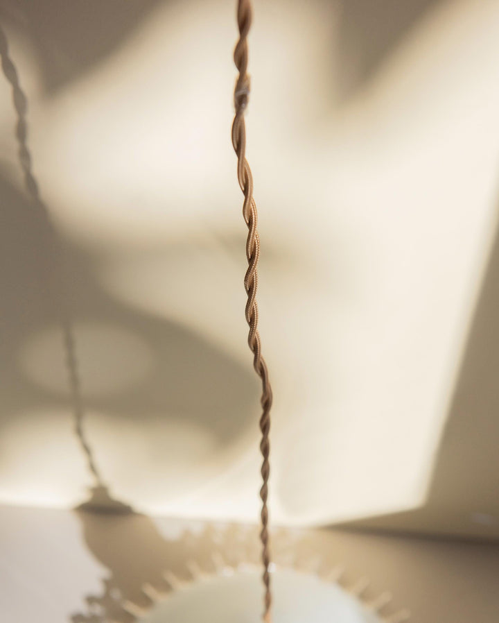 Vintage Opaline Glass Pendant Light - Ruffled Shade