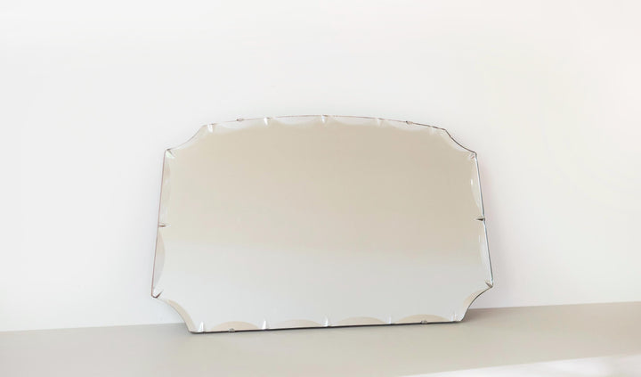 Antique English Frameless Wall Mirror with Hanging Chain