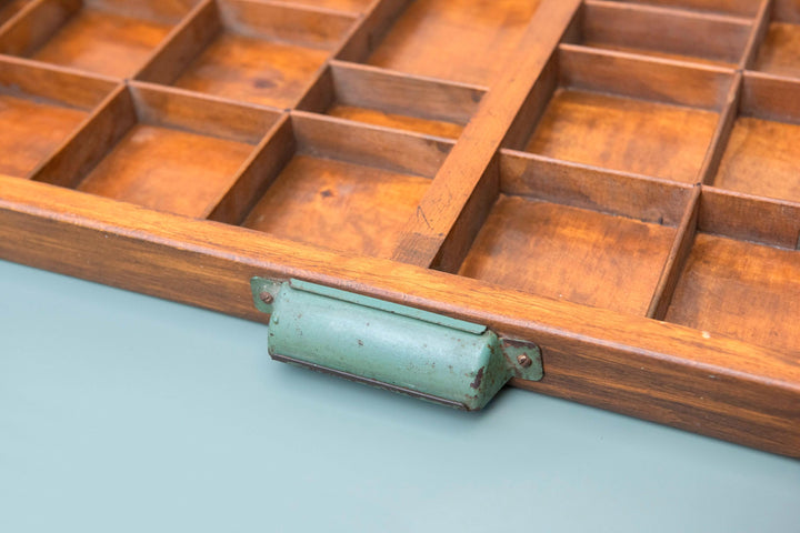 Antique Wooden Printer's Tray - Vintage Display Shelf