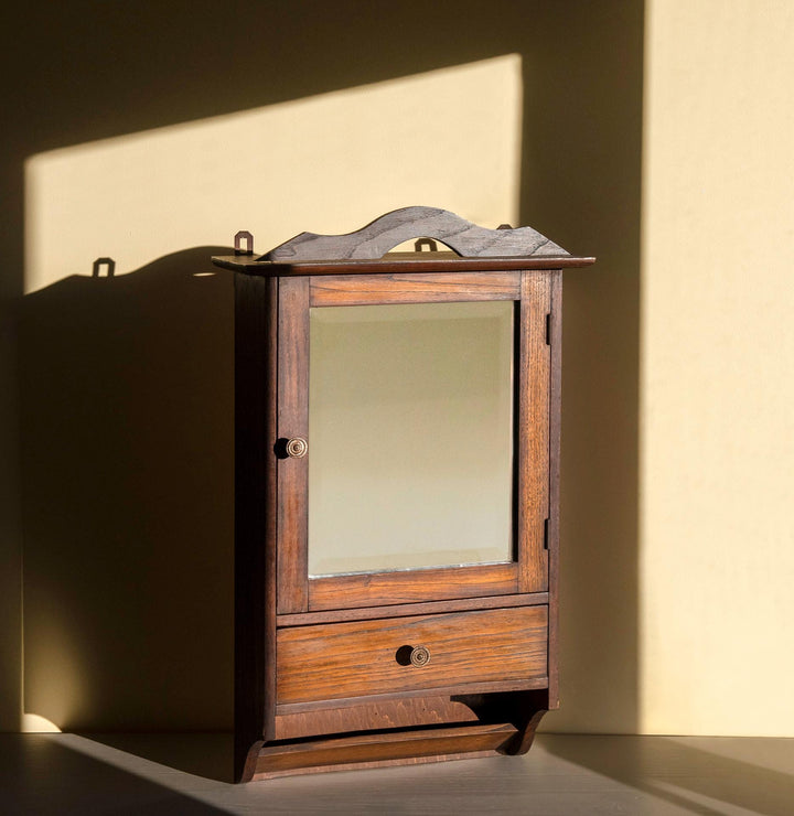 Oak Art Deco Medicine Cabinet with Mirror