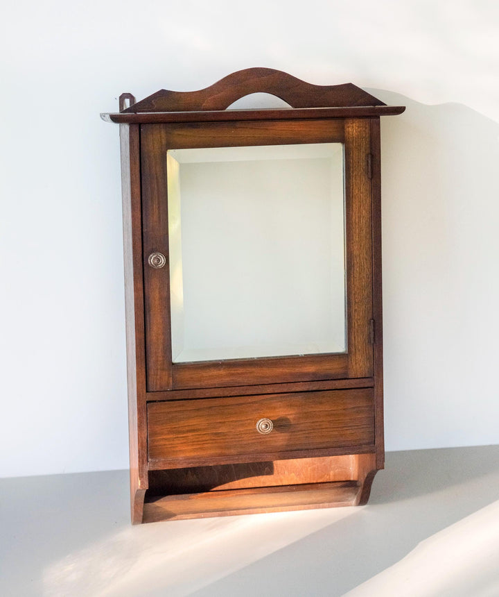 Oak Art Deco Medicine Cabinet with Mirror