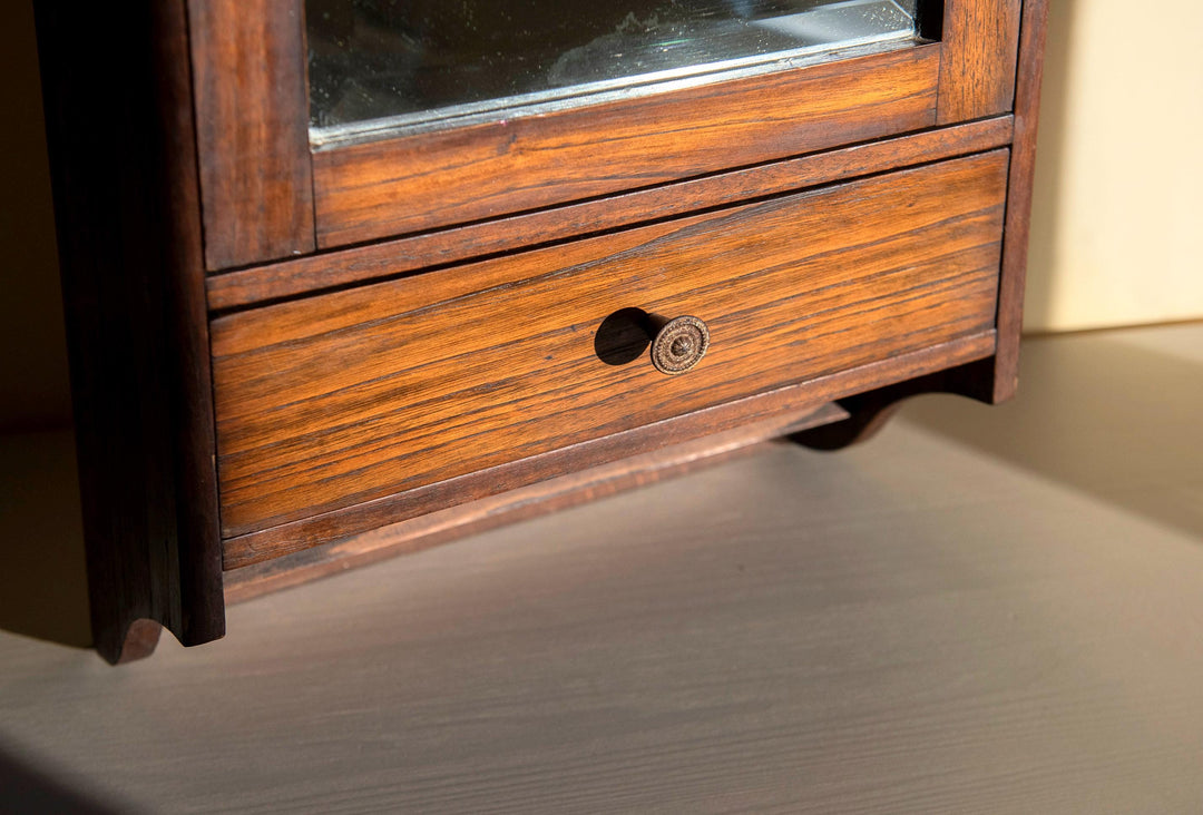 Oak Art Deco Medicine Cabinet with Mirror