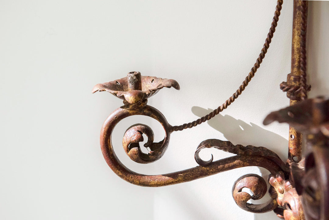 Vintage Florentine Gilt Metal Wall Sconces