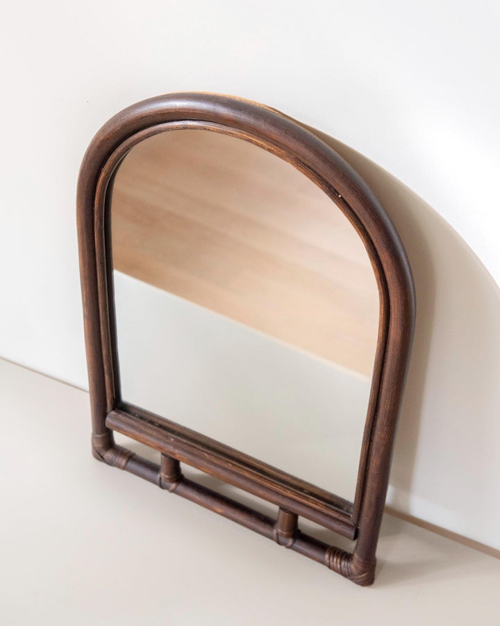 Vintage Arched Bamboo Mirror