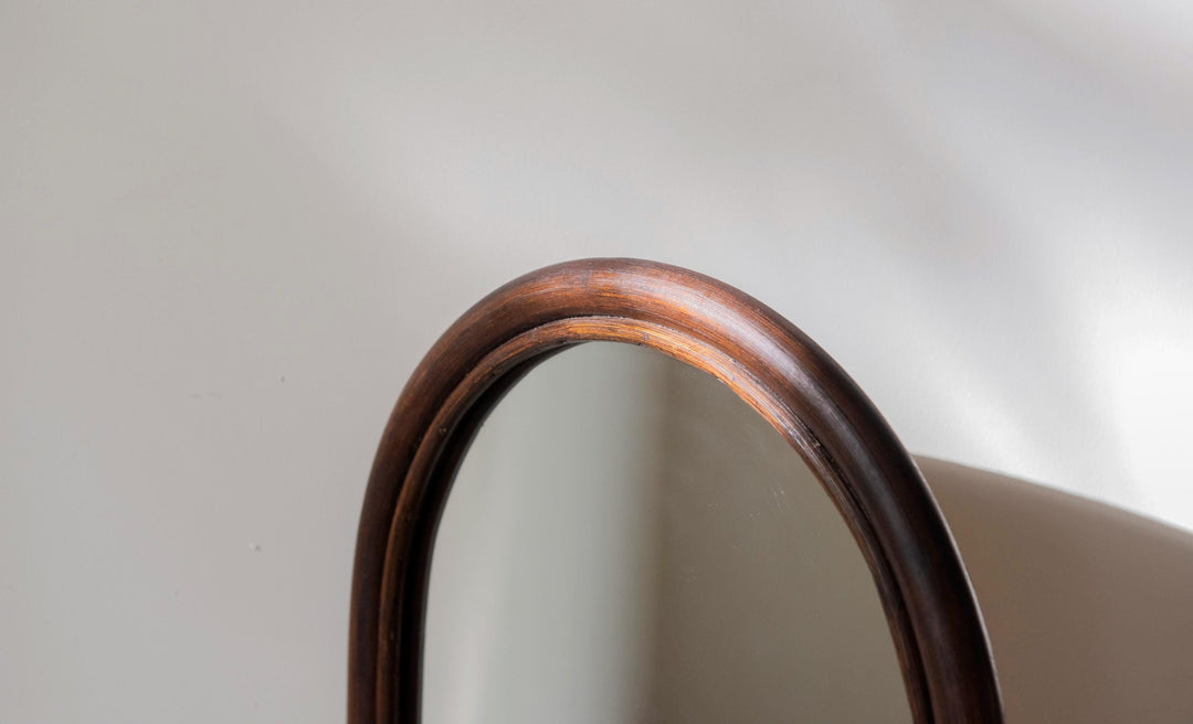 Vintage Arched Bamboo Mirror
