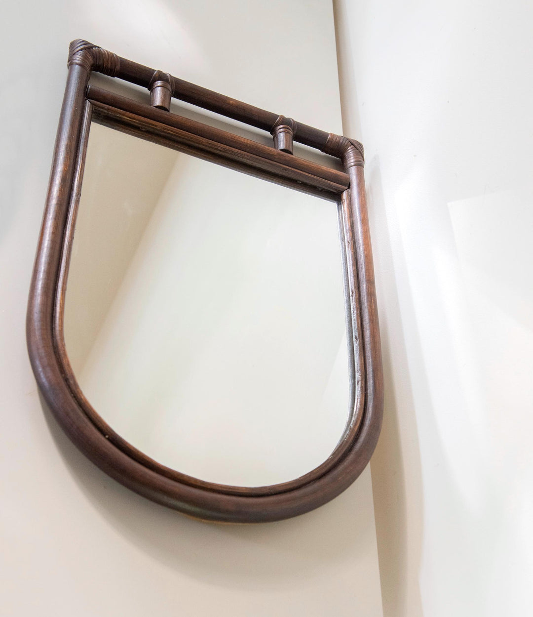 Vintage Arched Bamboo Mirror