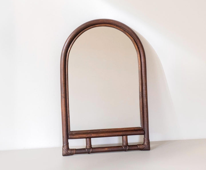 Vintage Arched Bamboo Mirror