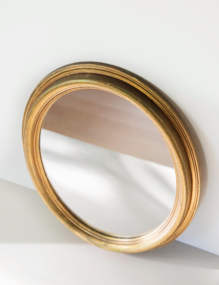 Decorative Oval Mirror with Aged Gold Finish