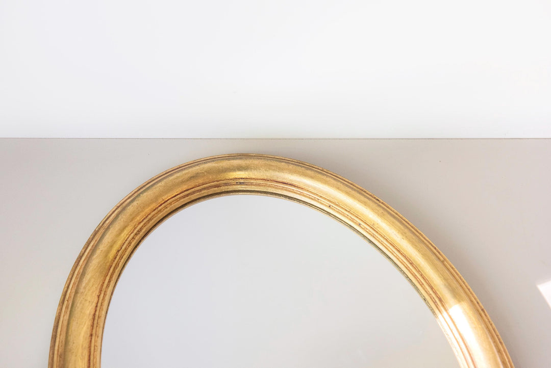 Decorative Oval Mirror with Aged Gold Finish
