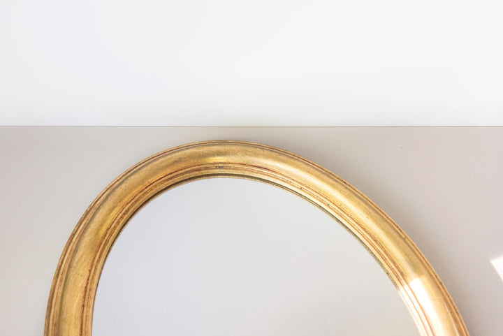Decorative Oval Mirror with Aged Gold Finish