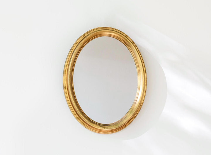 Decorative Oval Mirror with Aged Gold Finish