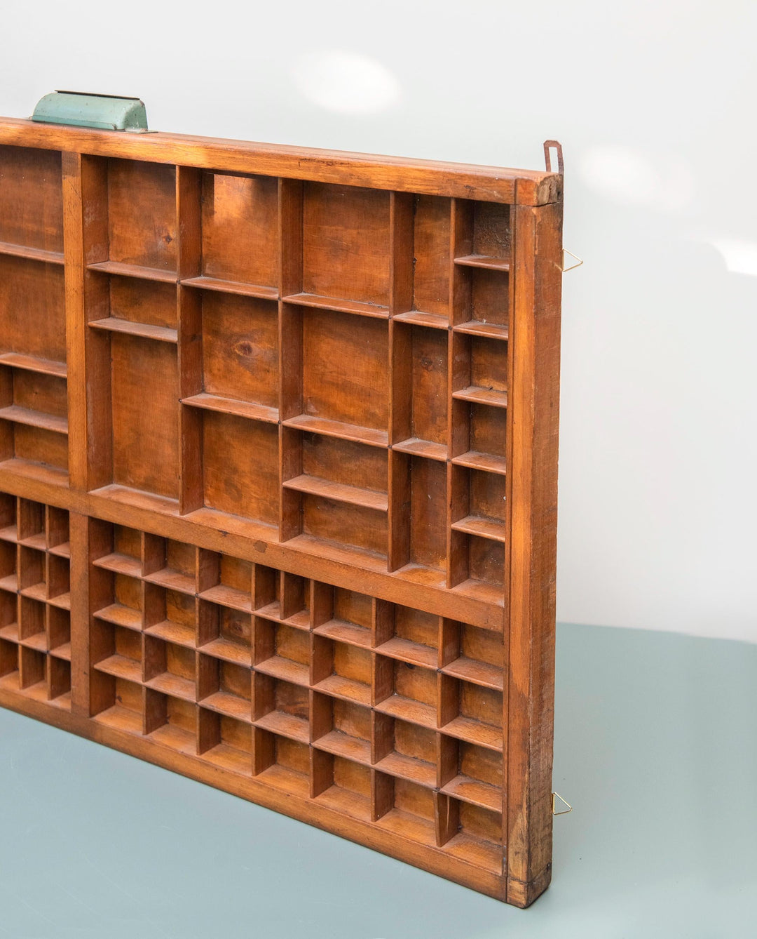 Antique Wooden Printer's Tray - Vintage Display Shelf