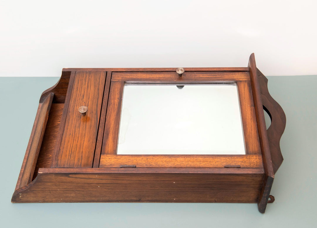 Oak Art Deco Medicine Cabinet with Mirror
