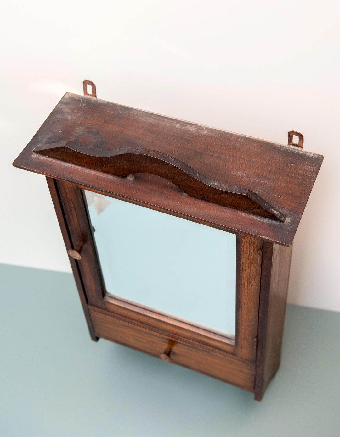 Oak Art Deco Medicine Cabinet with Mirror