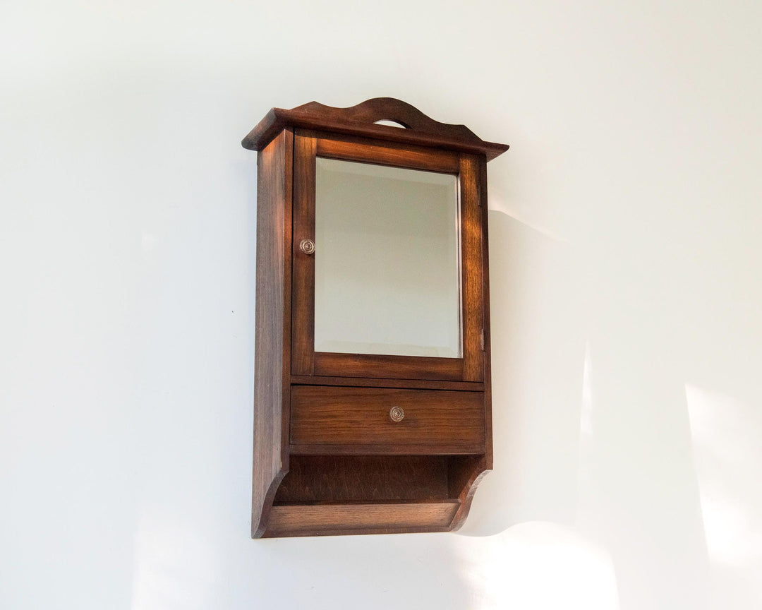 Oak Art Deco Medicine Cabinet with Mirror