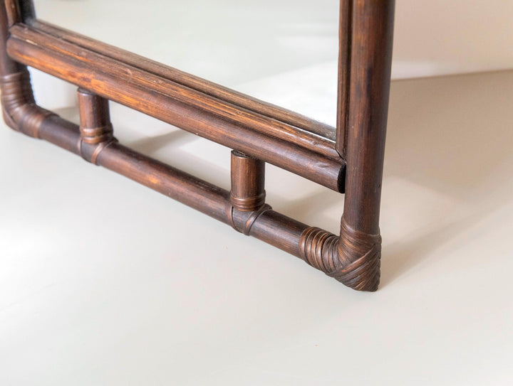 Vintage Arched Bamboo Mirror