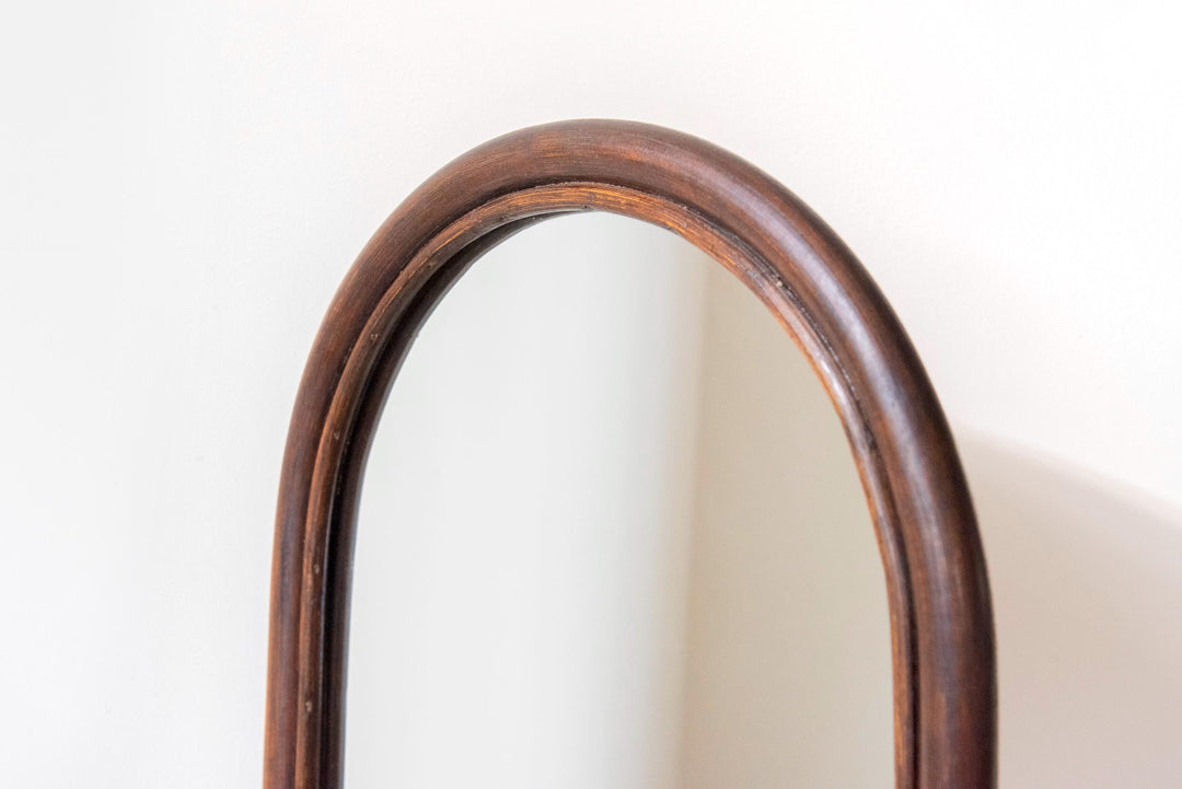 Vintage Arched Bamboo Mirror