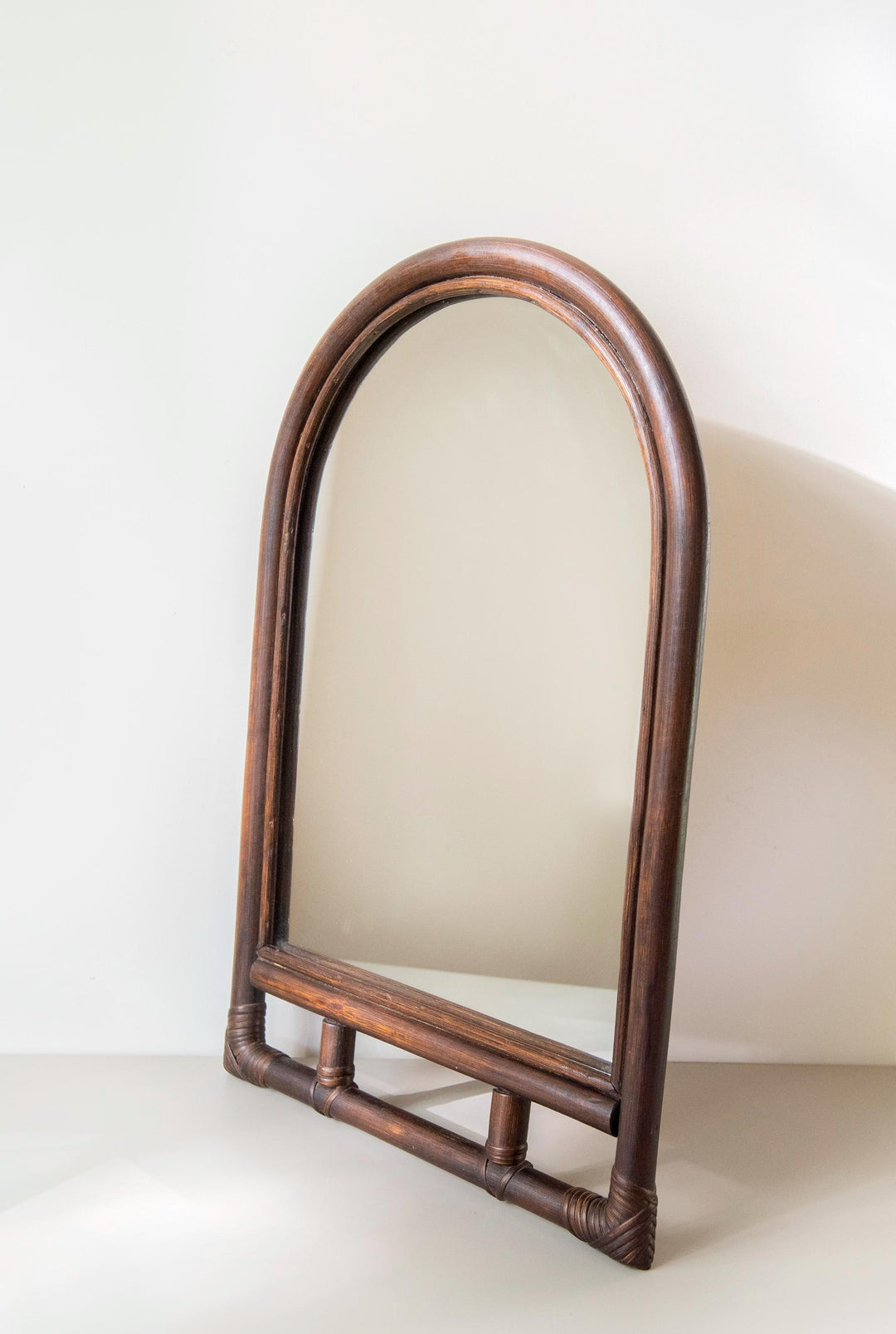 Vintage Arched Bamboo Mirror