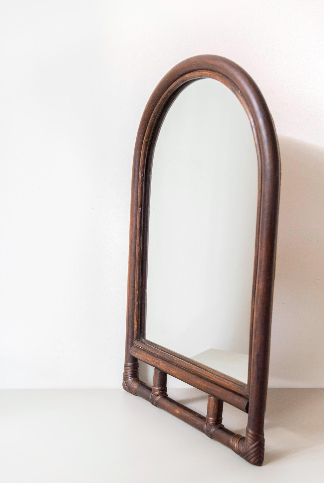 Vintage Arched Bamboo Mirror